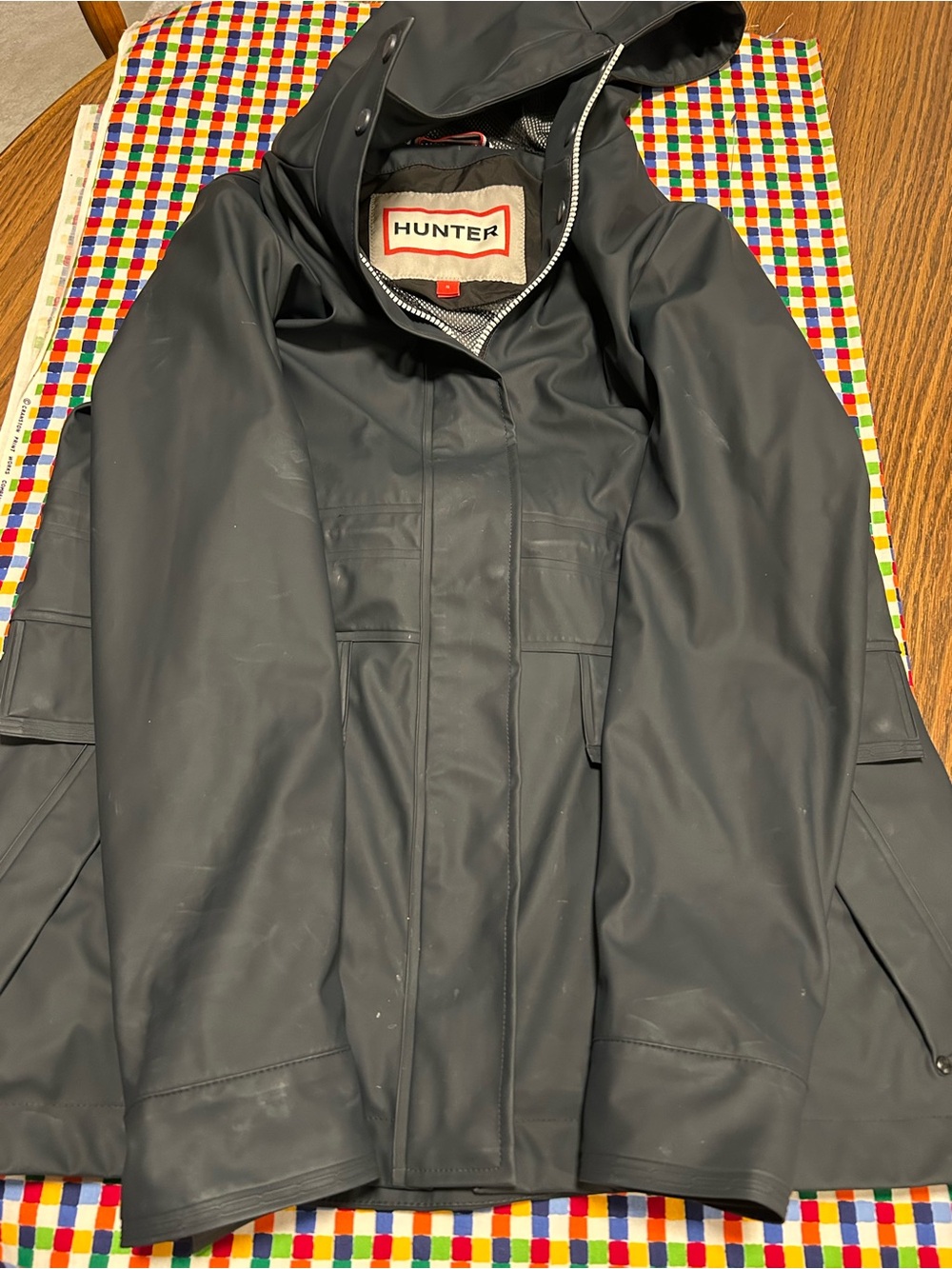 Hunter Men's Black Hooded Raincoat S